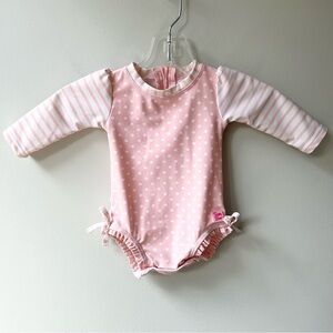 Rufflebutts polka dot long sleeve one piece rash guard baby girl